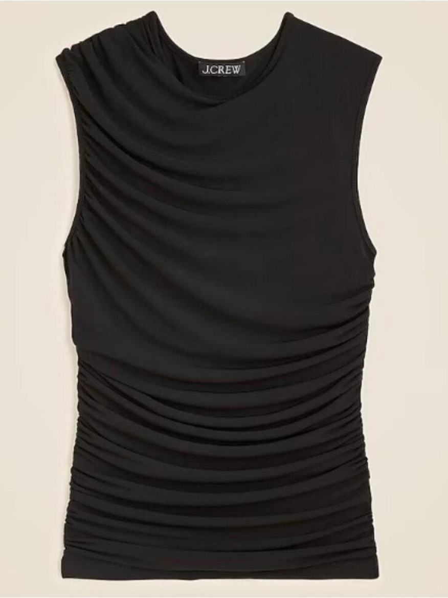J.Crew Black Ruched Sleeveless Tank